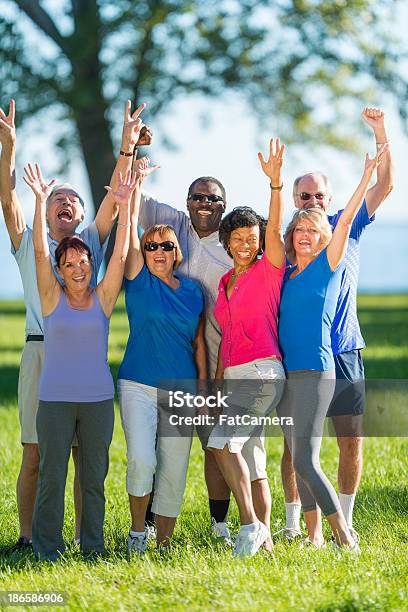 Healthy Active Seniors Stock Photo - Download Image Now - Senior Adult, Exercising, Multiracial Group