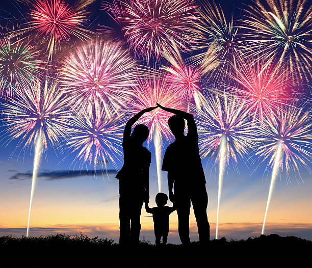 istock happy family watching the fireworks 186586928