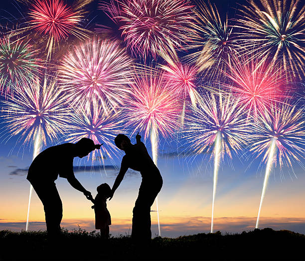 istock happy family watching the fireworks 186586934