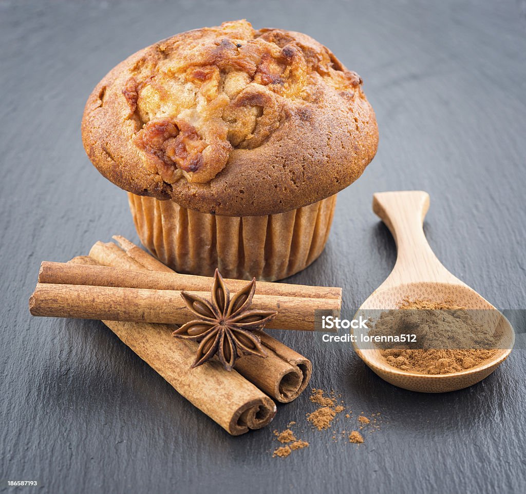 Delicious apple muffins with cinnamon Delicious apple muffins with cinnamon - sweet food Apple - Fruit Stock Photo