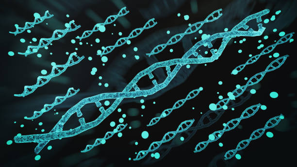 istock A large DNA helix in space, with smaller DNA strands next to it 1865875727