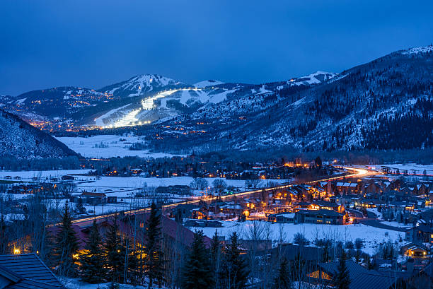 Dusk View of Park City Glowing stock photo