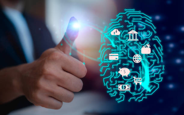 istock scam safe Fingerprint scanning and biometric authentication, processing of biometric for access personal data. surveillance and security scanning of digital programs cyber futuristic applications 1865877249