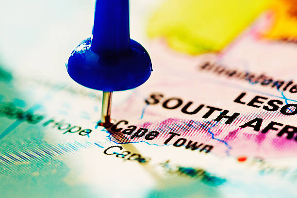 istock Cape Town pinpointed on map of South Africa 186589185