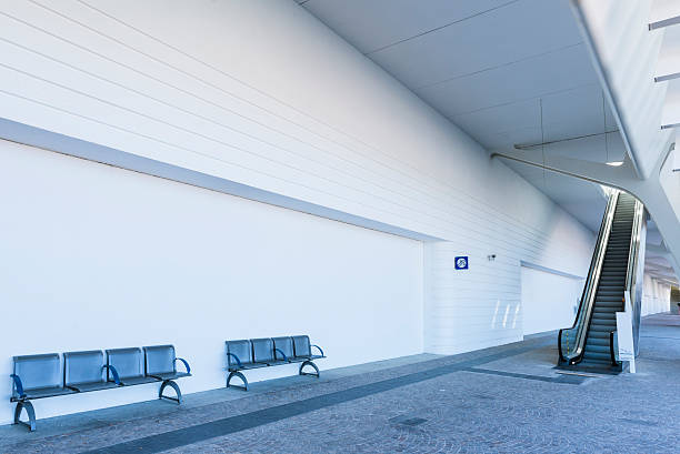 istock Modern White Train Station Entrance with Escalator 186589977