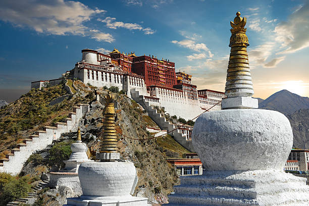 palacio de potala en lhasa-el tíbet - lhasa fotografías e imágenes de stock