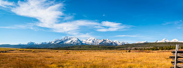 Sawtooth mountain range panoramic view stock photo