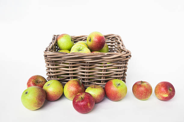istock Apples in a basket on white background 186591171