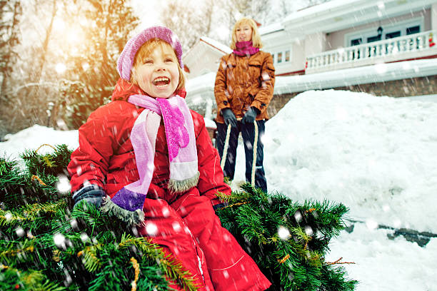 istock Carrying Christmas tree to home 186591557