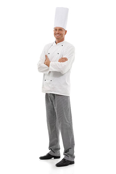 Master chef! Full length studio shot of a smiling chef isolated on white toque stock pictures, royalty-free photos & images