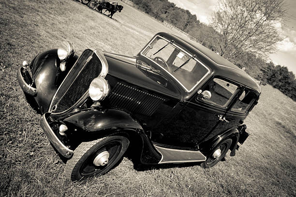 istock Old Vintage Italian Car, Monochromatic Image 186593683