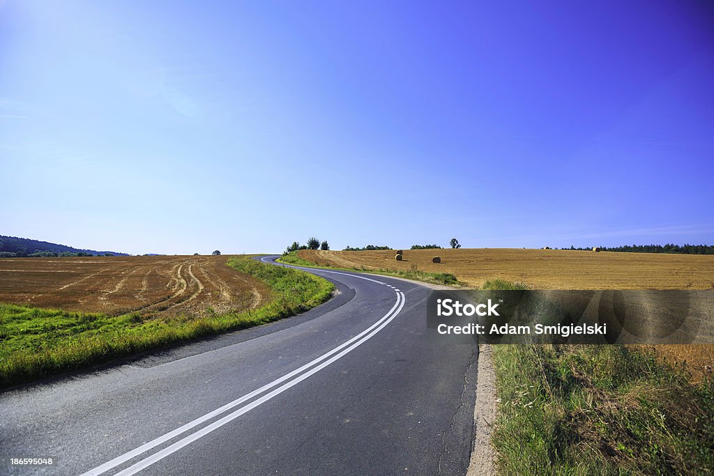 road road in rural landscape Agricultural Field Stock Photo