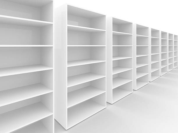 istock Row of empty cabinets on white background 186595179