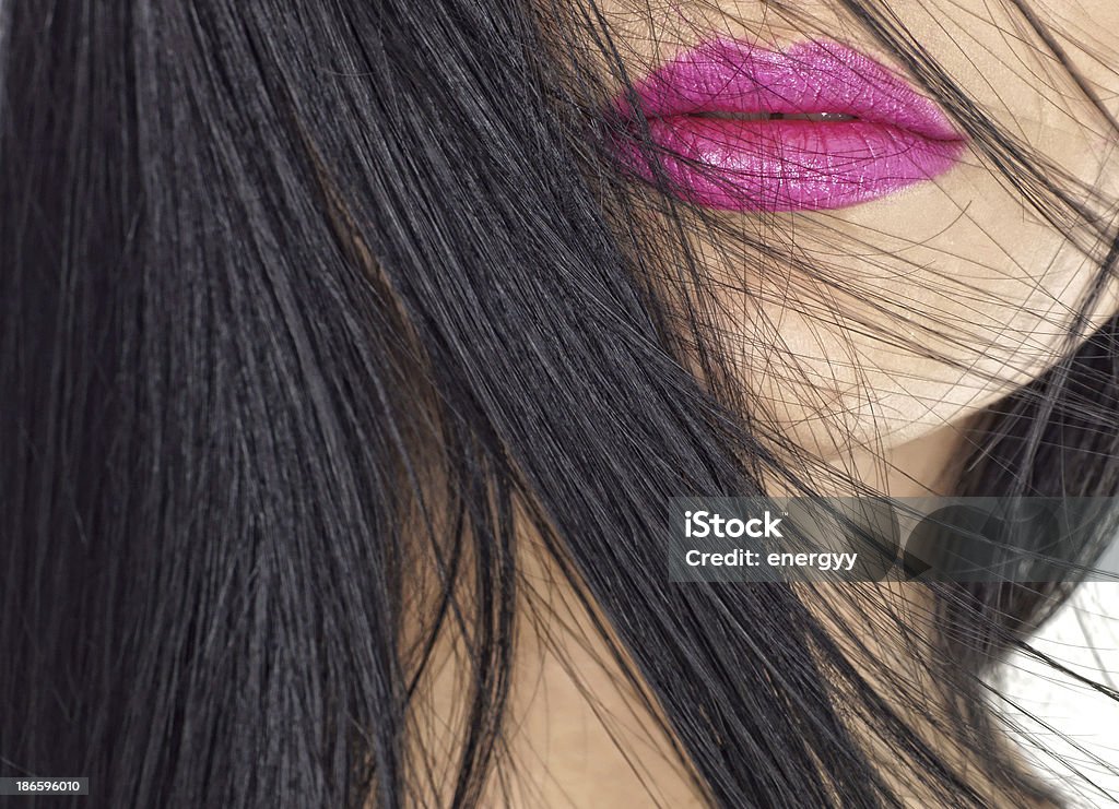 Rosa Lippen und Haare - Lizenzfrei Attraktive Frau Stock-Foto