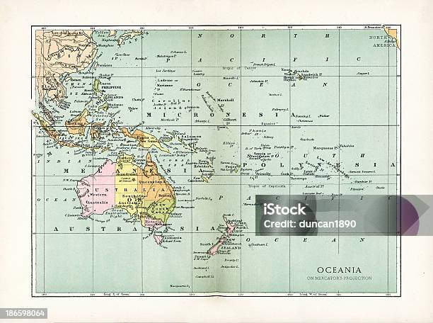 アンティークの地図オセアニア - 地図のベクターアート素材や画像を多数ご用意 - 地図, 太平洋, オーストラリア