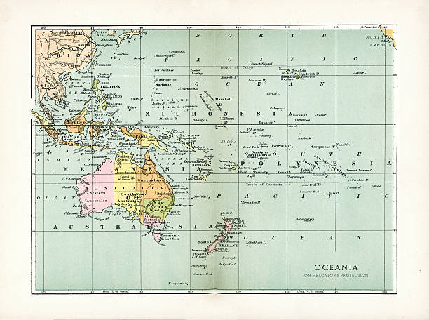 Vintage map of North Oceania, from 1894