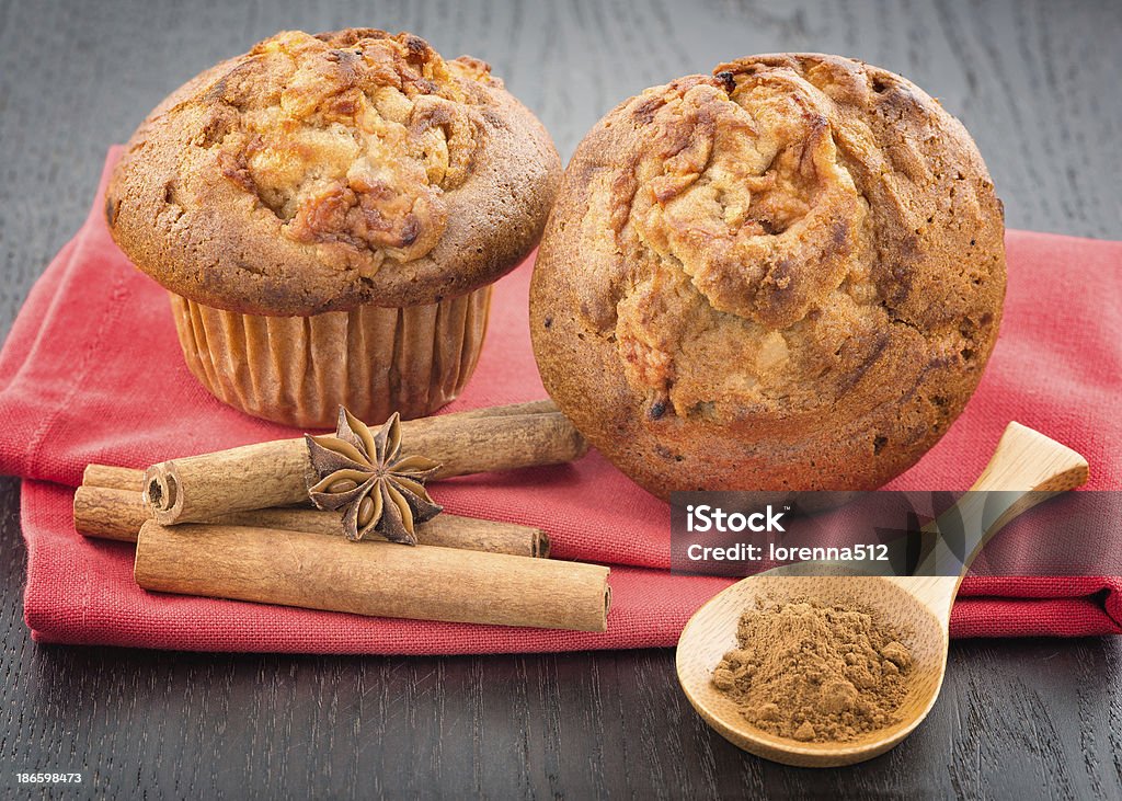 Delicious apple muffins with cinnamon Delicious apple muffins with cinnamon - sweet food Apple - Fruit Stock Photo