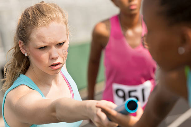 istock Sports:  Women's relay race, track competition. 186599662