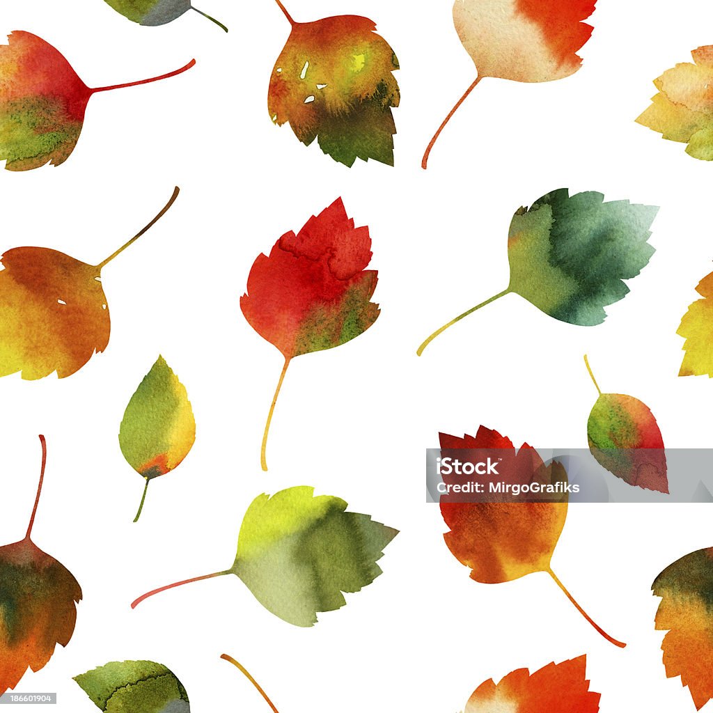 Бесшовные акварель осень листья рисунком - Стоковые иллюстрации Акварель роялти-фри