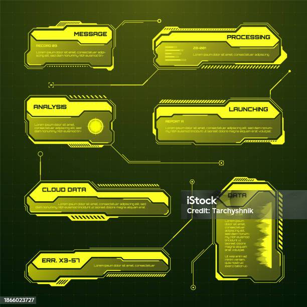 Yellow Futuristic Hud Ui Elements Scifi User Interface Text Boxes ...
