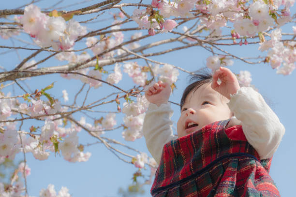 istock pretty girl play with flower in spring 1866029110
