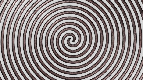 istock Spiral background with white and brown rusty metal stripes. 3d rendering. 1866033410
