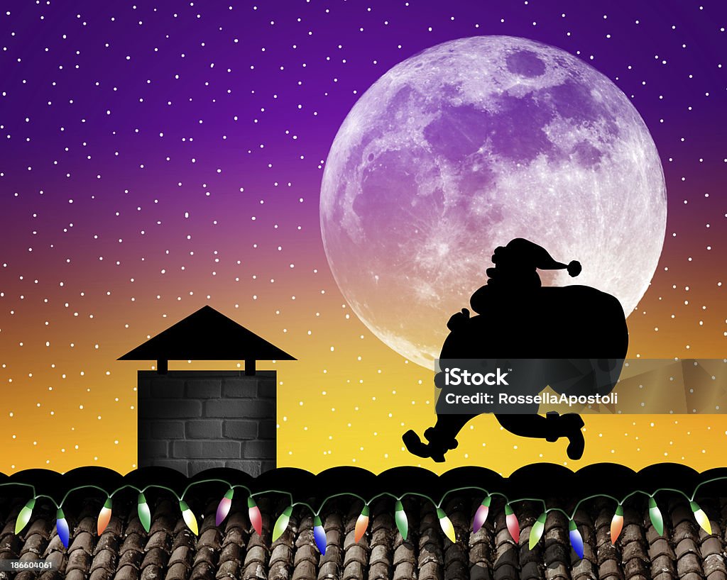 Weihnachtsmann auf dem Dach - Lizenzfrei Dach Stock-Illustration