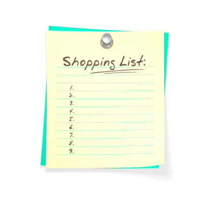 Shopping list isolated on white.