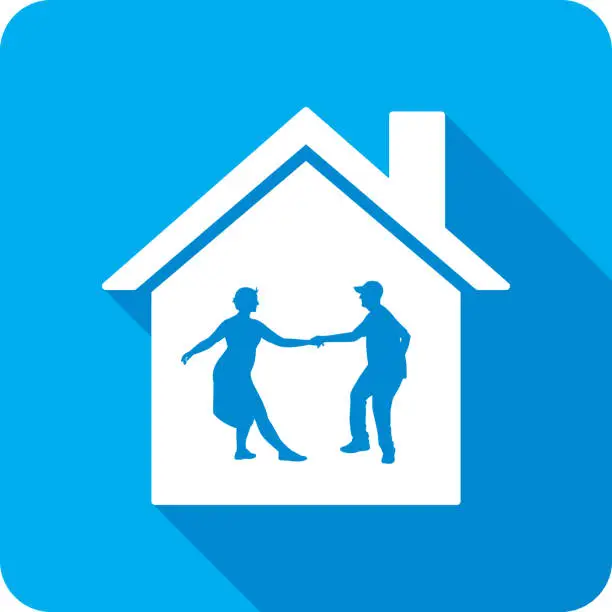 Vector illustration of House Dancing Couple Icon Silhouette 1