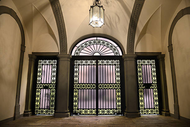 istock Vintage Stained Glass Door 186604878