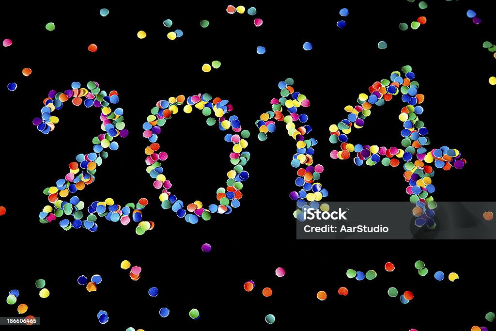 2014made of coloured papers dots. - Foto de stock de 2014 libre de derechos