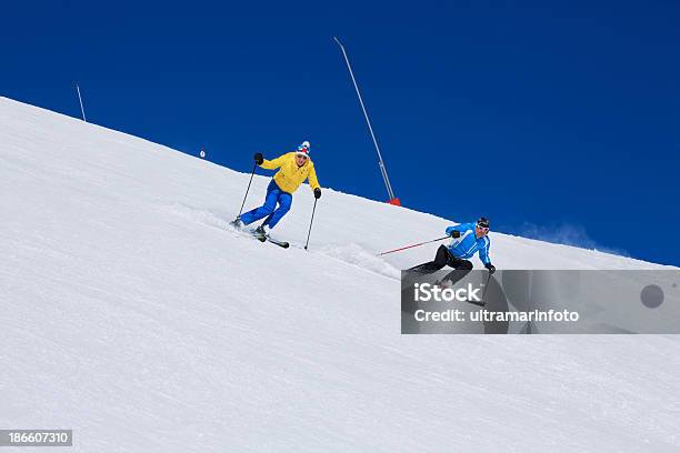 Skiing Winter Sport Stock Photo - Download Image Now - Active Lifestyle, Active Seniors, Activity