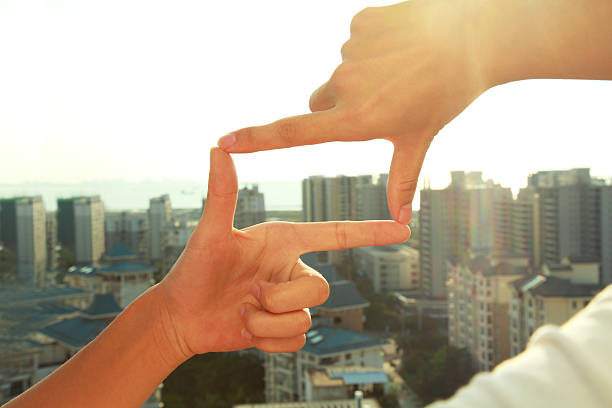 Business people composition finger frame gesture