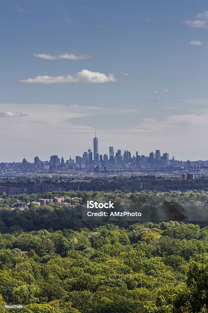 Skyline of Lower Manhattan on a sunny day Skyline of Lower Manhattan as seen from Eagle Rock Park, NJ, on a sunny day Distant Stock Photo