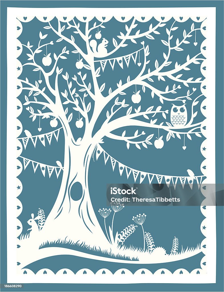 Paper Cut Tree A tree and animals in a paper cut style. Click below for more nature and animal images.http://s688.photobucket.com/albums/vv250/TheresaTibbetts/Animals.jpg Animal stock vector