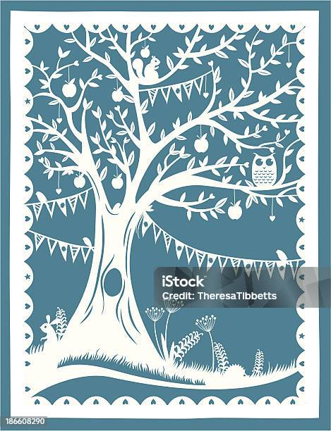 Paper Cut Tree Stock Illustration - Download Image Now - Animal, Animal Themes, Animal Wildlife
