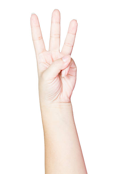 istock female hand showing three fingers 186608378