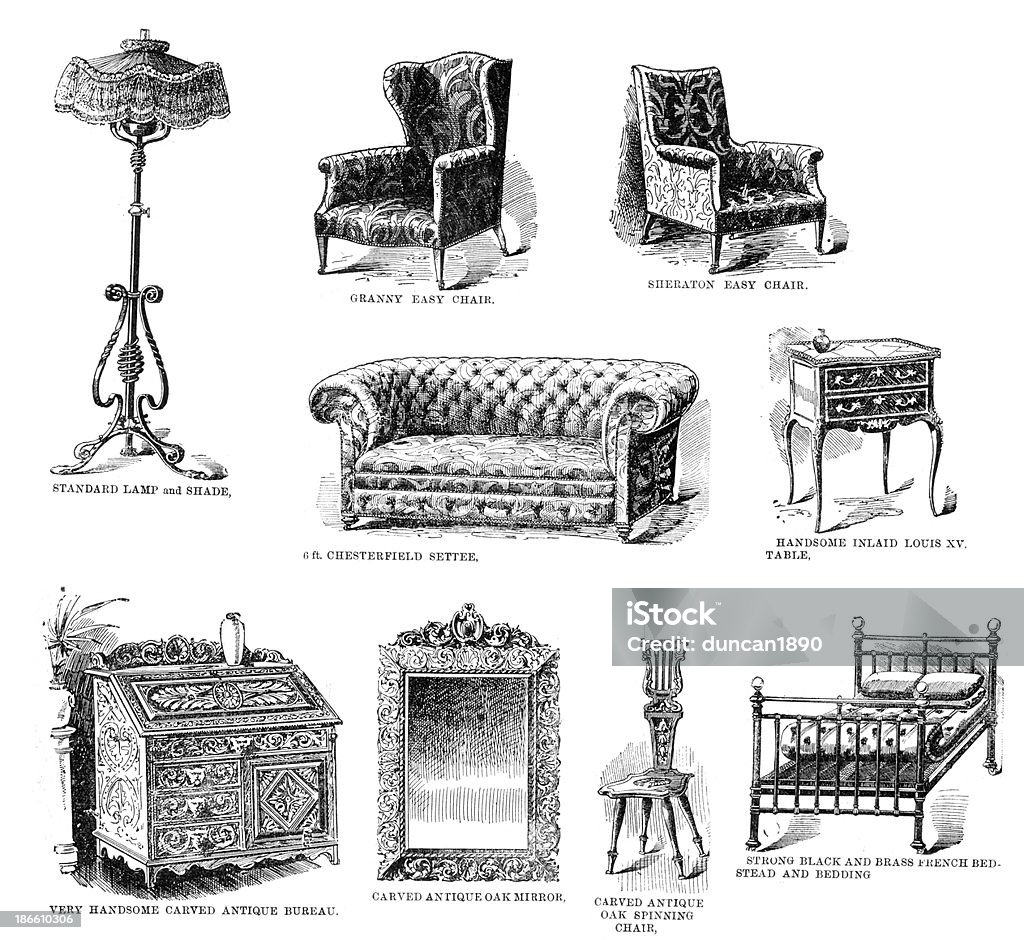 Victorian Haushalt Möbel - Lizenzfrei Retrostil Stock-Illustration