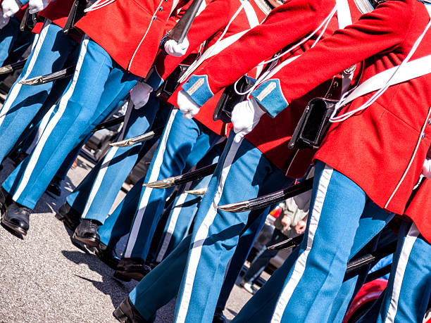 istock Royal Danish life guards marching in gala uniforms 186613477