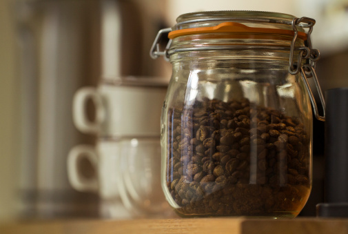 equipment for the morning coffee on a breakfast bar