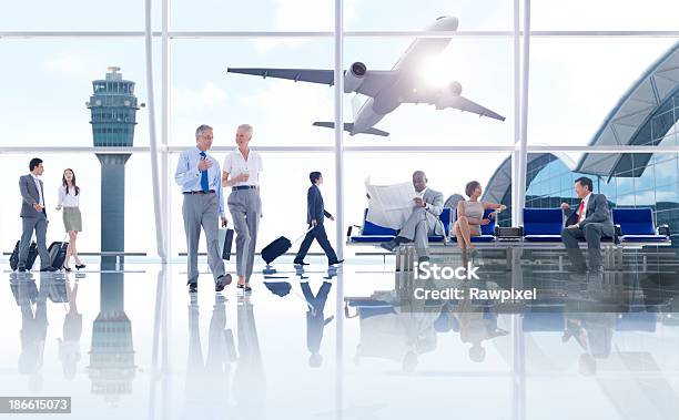 Waiting For The Flight Stock Photo - Download Image Now - Airport, People, Airport Departure Area