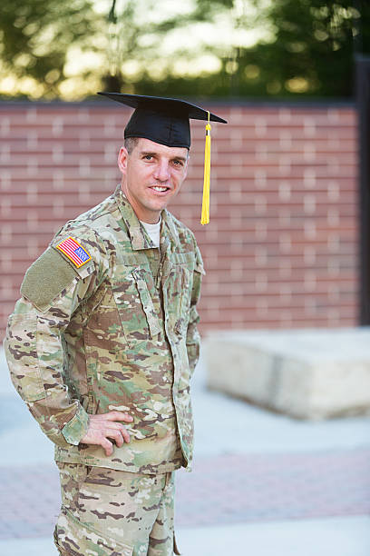 istock American Soldier with graduation hat 186616186