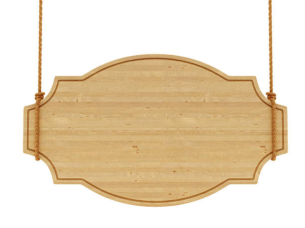 wood sign render of a wood sign, isolated on white hanging signboard stock pictures, royalty-free photos & images