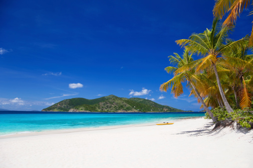 beautiful white sand beach on Sandy Cay, British Virgin Islands
