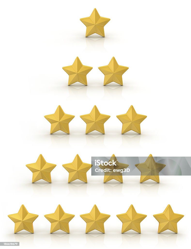 Золотая звезда рейтинг система 5 - Стоковые фото Белый фон роялти-фри
