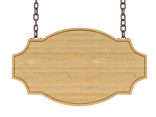istock Blank wooden sign hanging on white background  186620993