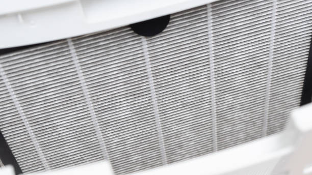 istock Close up on old air purifier filter (Hepa filter) with dust on it. 1866211749