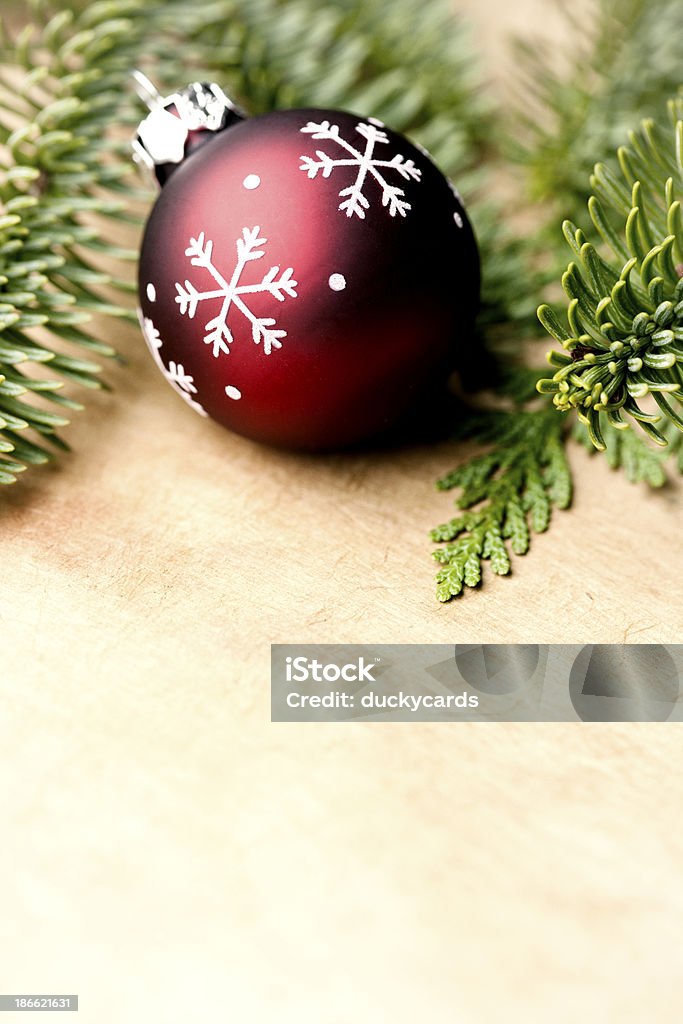 Boule de Noël rouge avec des plantes - Photo de Aiguille - Mercerie libre de droits