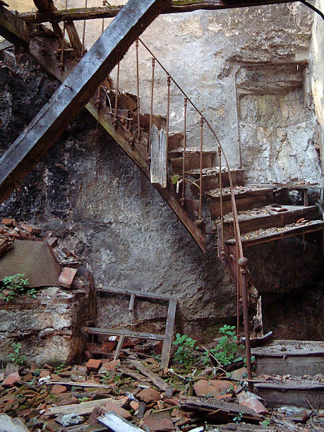 istock Ruined house interior room 186621691