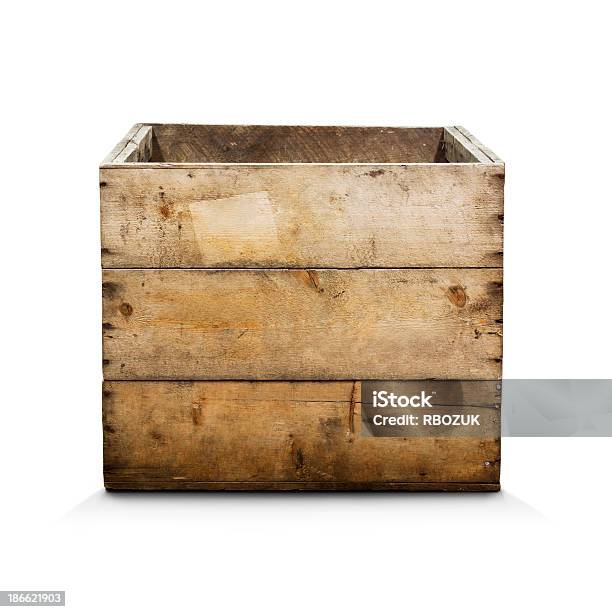 Wooden Crate With Clipping Path Stock Photo - Download Image Now - Wood - Material, Crate, Box - Container